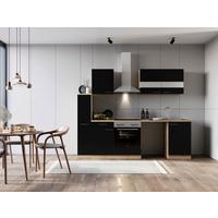 Küchenblock Merle Schwarz B: 250 Cm - Eichefarben/Schwarz, Basics, Glas/Holzwerkstoff (250cm) - Respekta