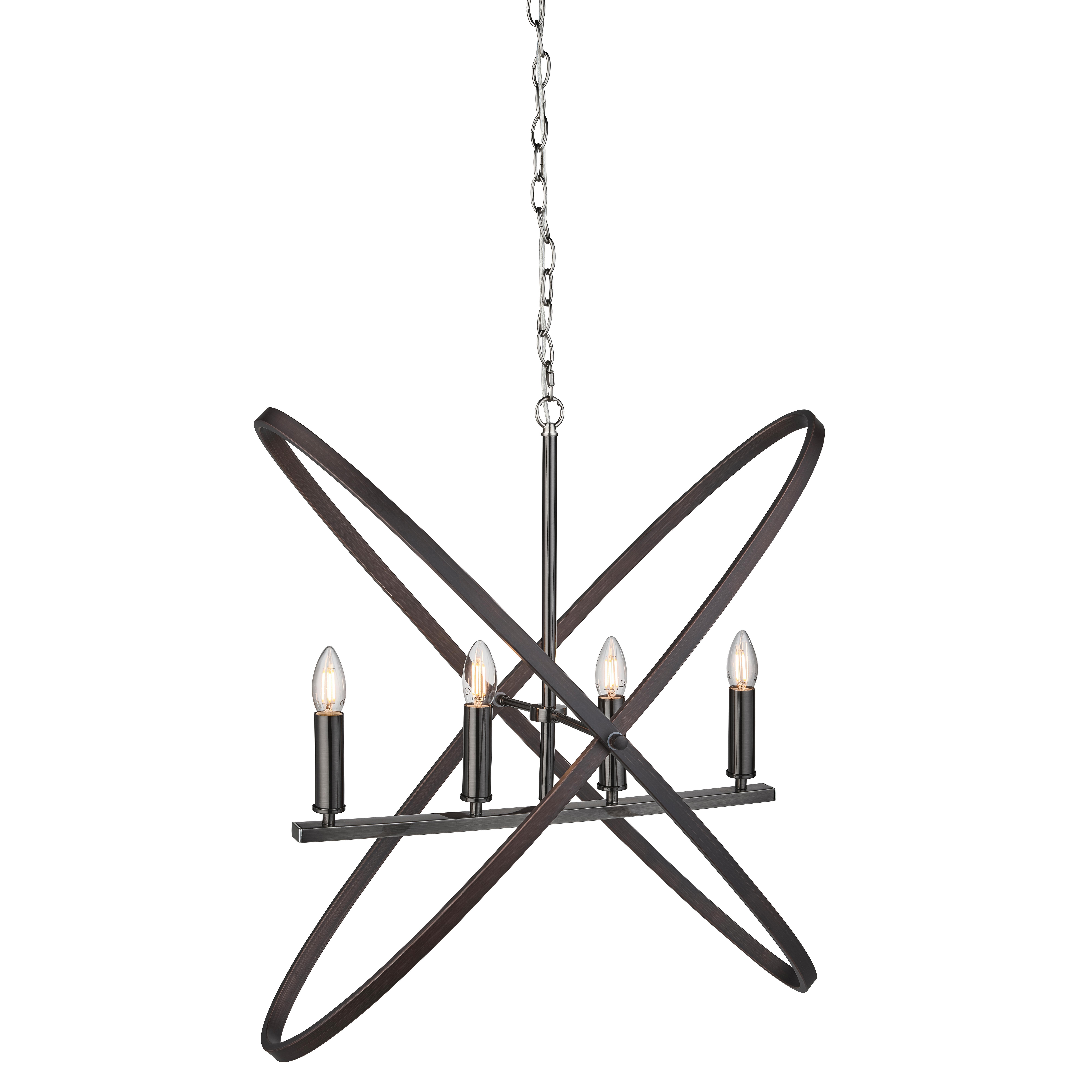Hängeleuchte Hoopla H: 150 cm 4-Flammig, höhenverstellbar - Schwarz/Braun, Design, Metall (35/150/84cm)
