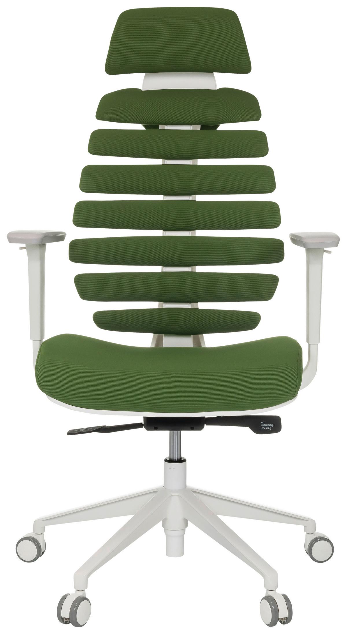 Drehstuhl Ergo Line W Grün B: 67 cm - Weiß/Grün, MODERN, Kunststoff/Textil (67/116 - 133/65cm) - MID.YOU