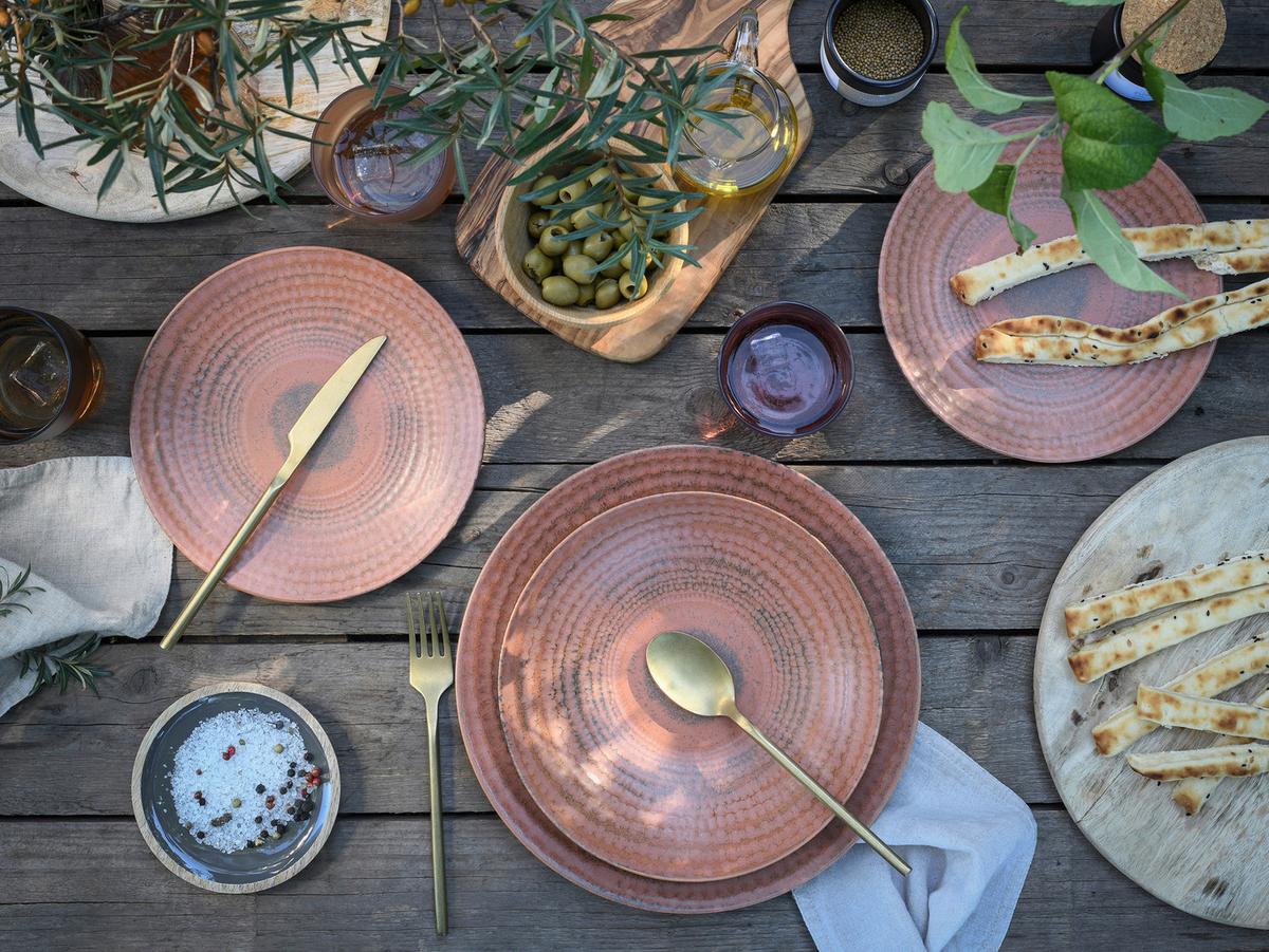 Tafelservice Neapel 12-Teilig Steinzeug, Braun, 4 Personen - Terracotta/Braun, Basics, Keramik - Creatable