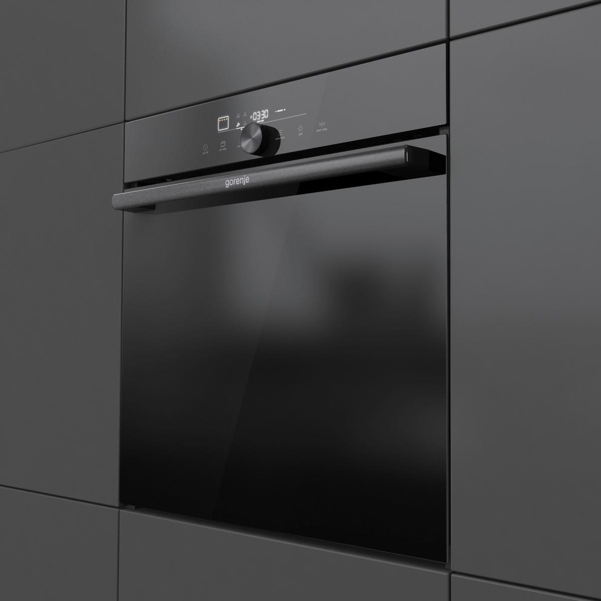 Einbaubackofen Go66e Pizza350c - Schwarz, MODERN, Glas/Metall (59,5/59,5/56,4cm) - Gorenje