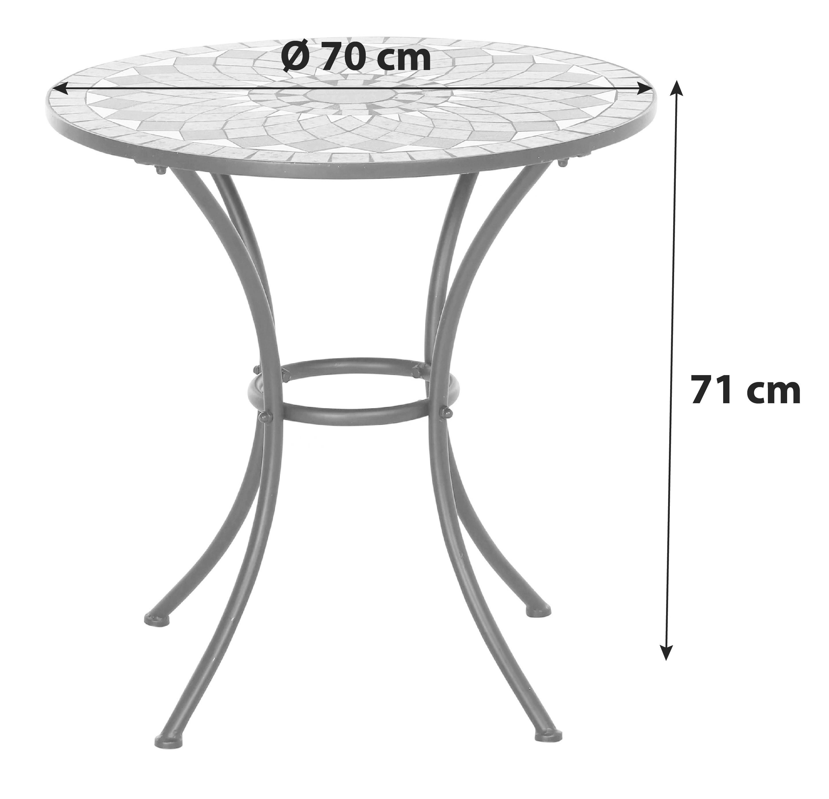 Gartentisch J53788 - Schwarz, KONVENTIONELL, Keramik/Metall (70/70/71cm) - Siena Garden