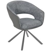 Armlehnstuhl Alva Leinenoptik Grau, B: 58 cm - Dunkelgrau/Grau, LIFESTYLE, Holz/Textil (58/83/62cm) - Livetastic