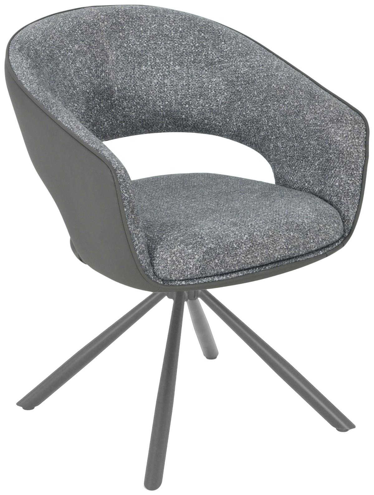 Armlehnstuhl Alva Leinenoptik Grau, B: 58 cm - Dunkelgrau/Grau, LIFESTYLE, Holz/Textil (58/83/62cm) - Livetastic