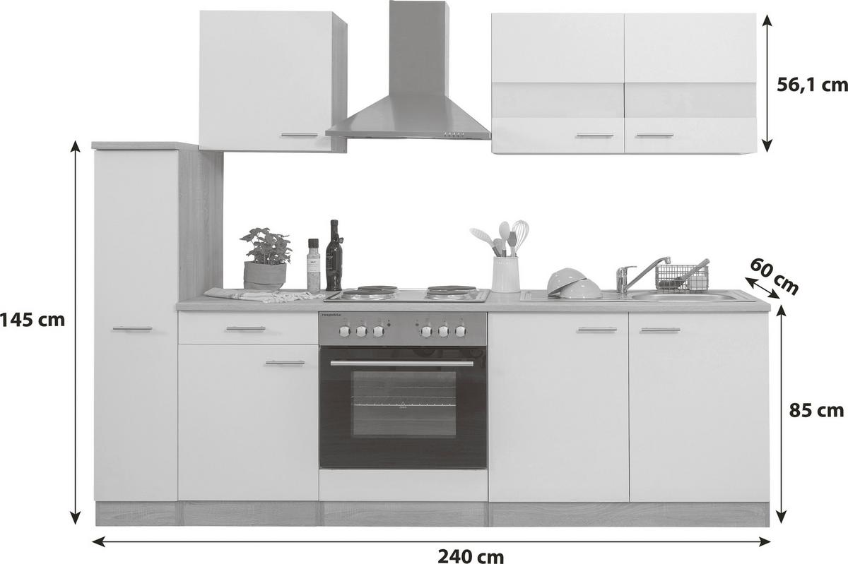 Küchenblock Merle Küchenblock 240 Cm - Eichefarben/Grau, Basics, Holzwerkstoff (240cm) - Respekta