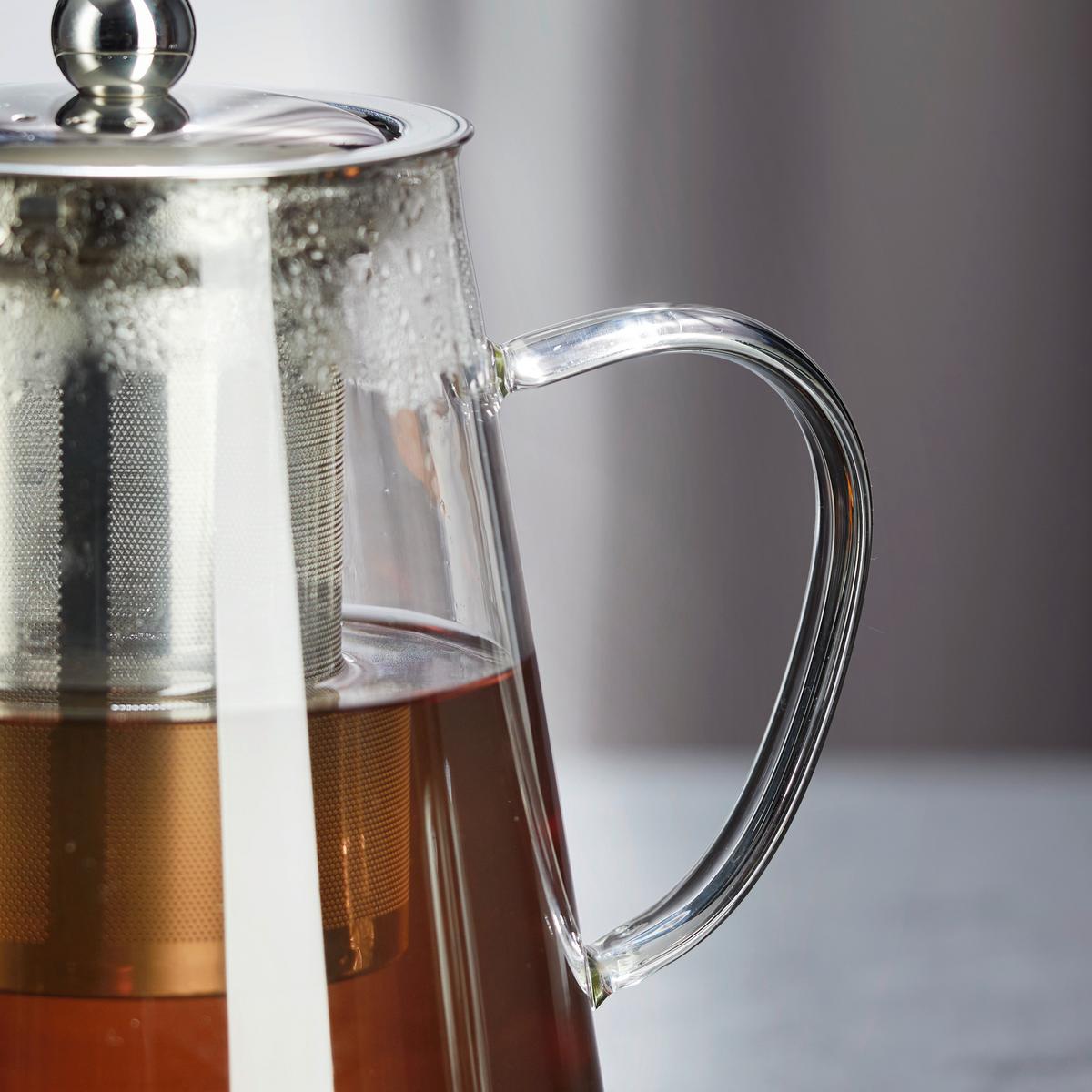 ČAJOVÁ KONVICE TEA FUSION - čiré/barvy nerez oceli, Moderní, kov/sklo (11,5/17cm) - Premium Living