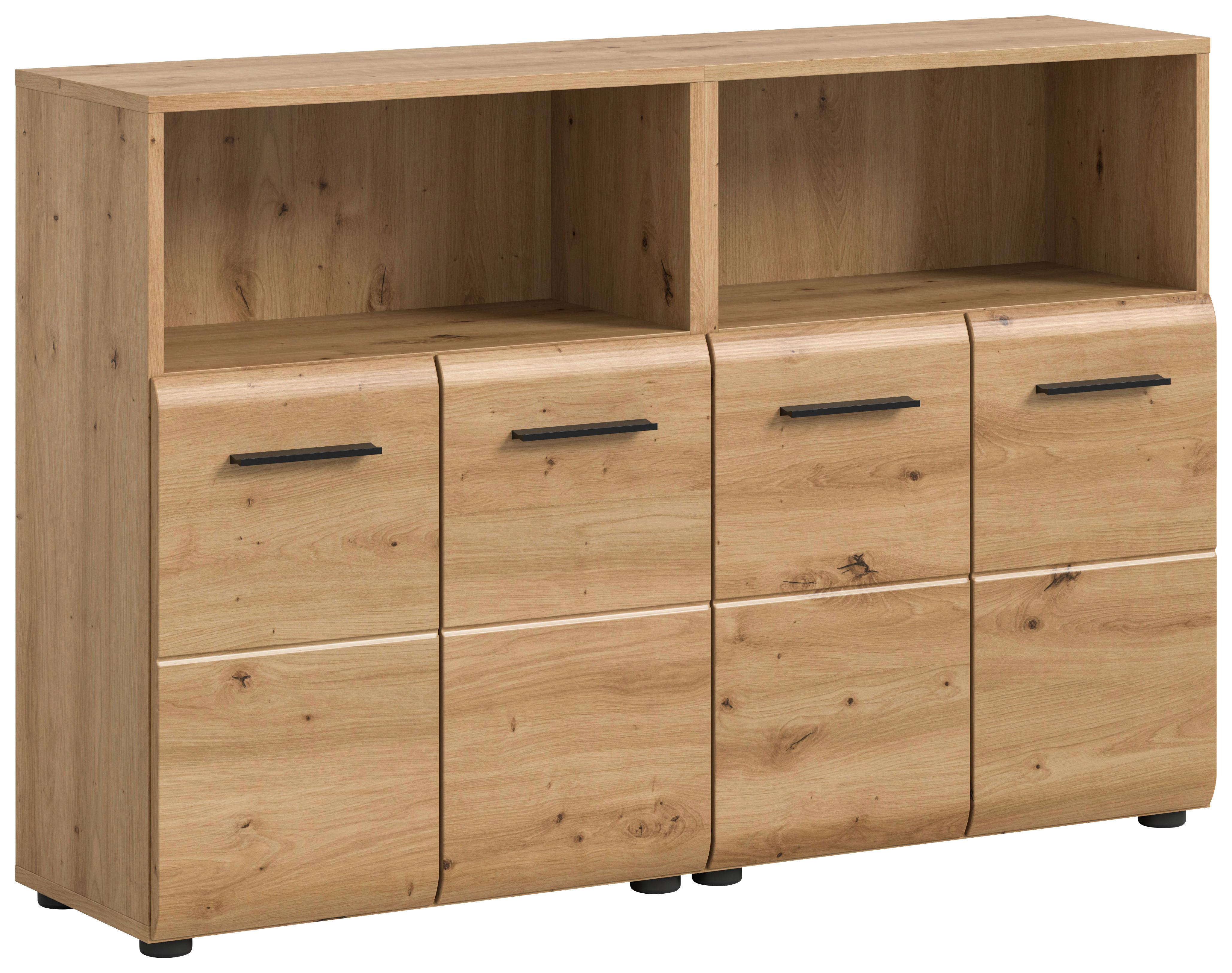 Midischrank Ice Eiche Artisan Dekor B: 120cm - Schwarz/Eiche Artisan, Basics, Holzwerkstoff (120/80/30cm) - MID.YOU