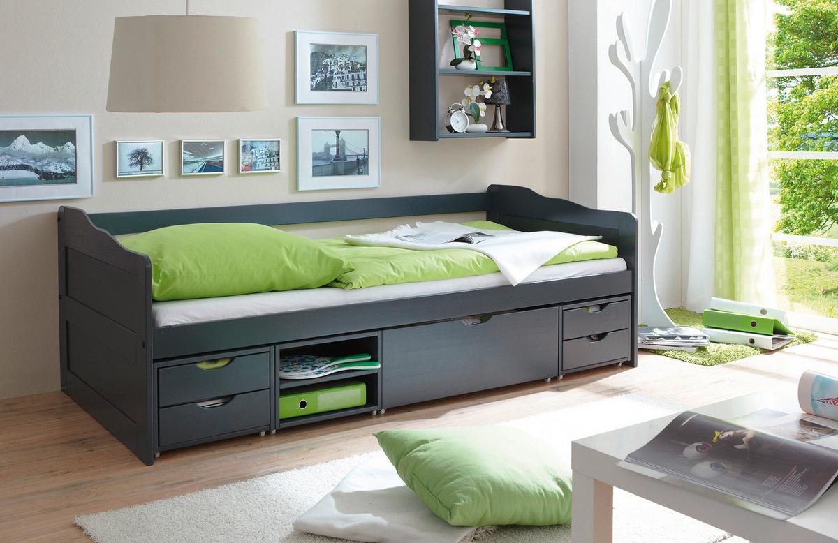 Stauraumbett 90x200 Marlies Dunkelgrau - Dunkelgrau, MODERN, Holz (90/200cm) - MID.YOU