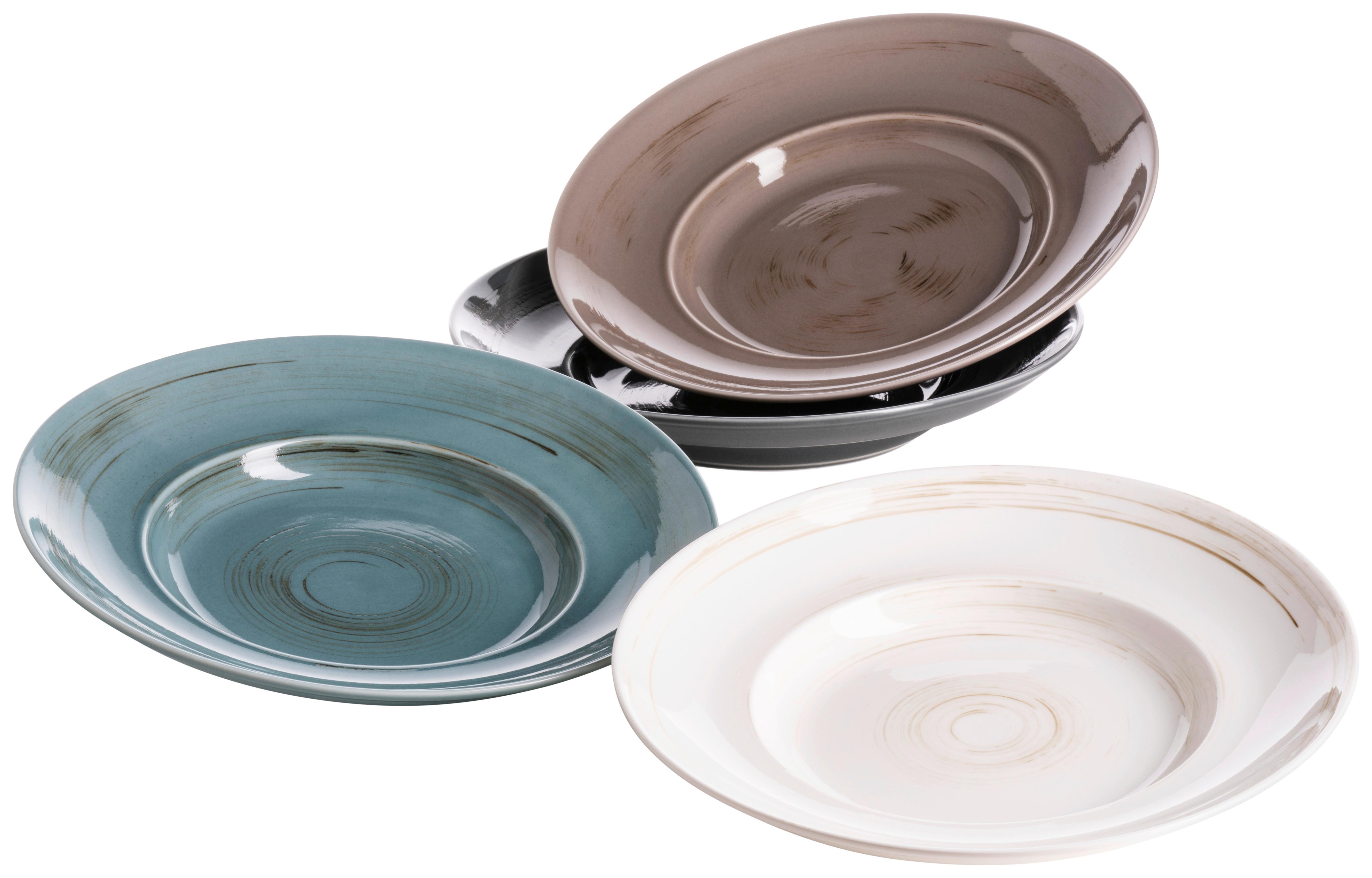 Pastatellerset Derby Blau Grau Weiß Beige - Blau/Beige, Basics, Keramik (27,3 cmcm) - Mäser