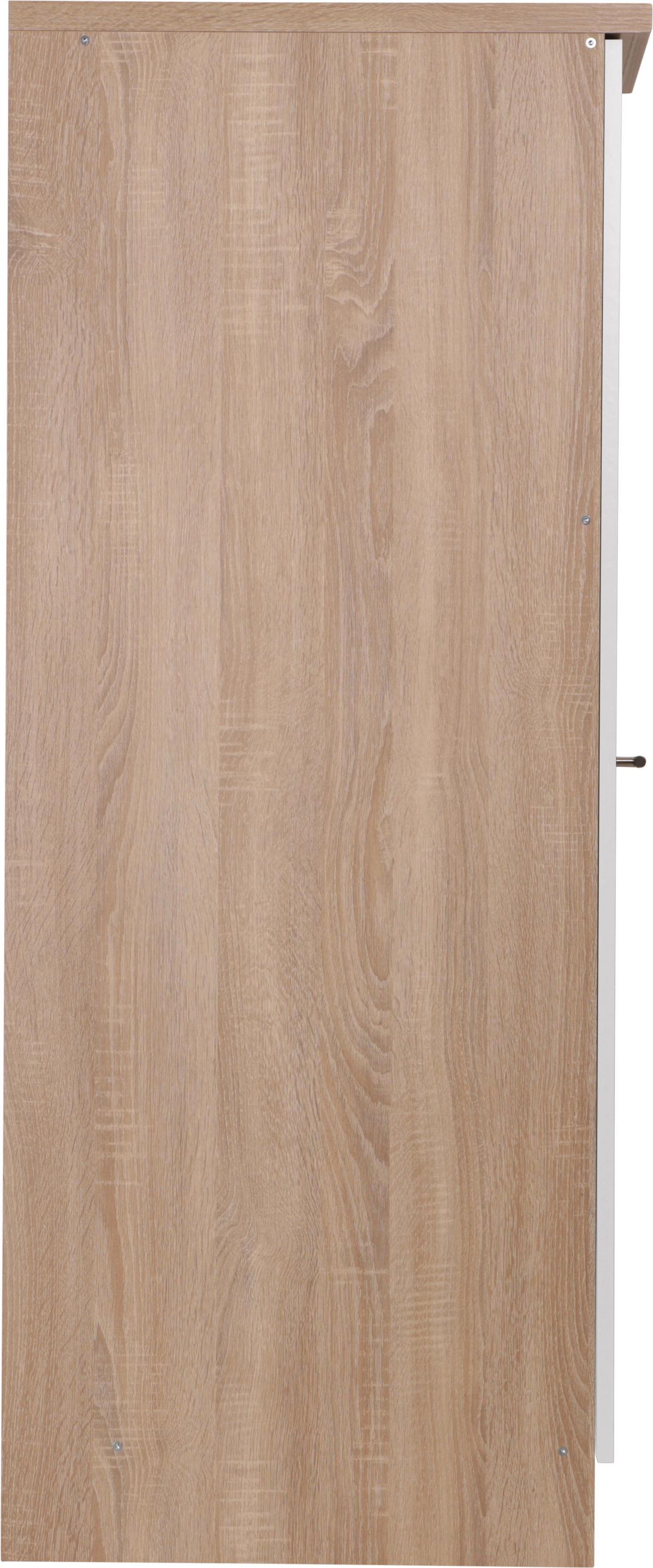 Apothekerschrank Merle Weiß, Eiche Dekor B:30cm - Eichefarben/Weiß, Basics, Holzwerkstoff (30/144,8/60cm) - Respekta