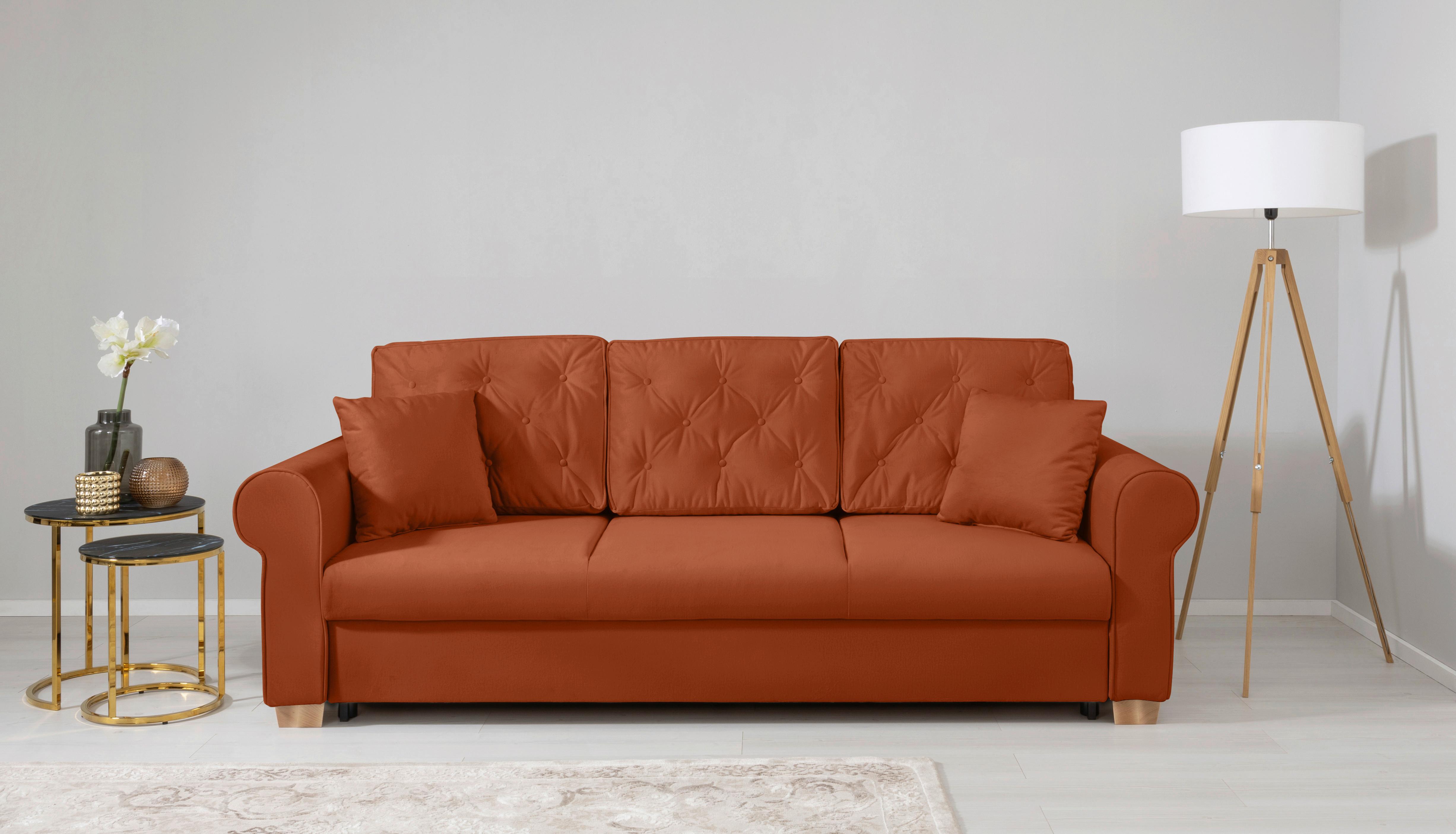 Schlafsofa Arles, Terracotta 39 B: 240 Cm - Buchefarben/Terracotta, Design, Textil (240/94/98cm) - MID.YOU