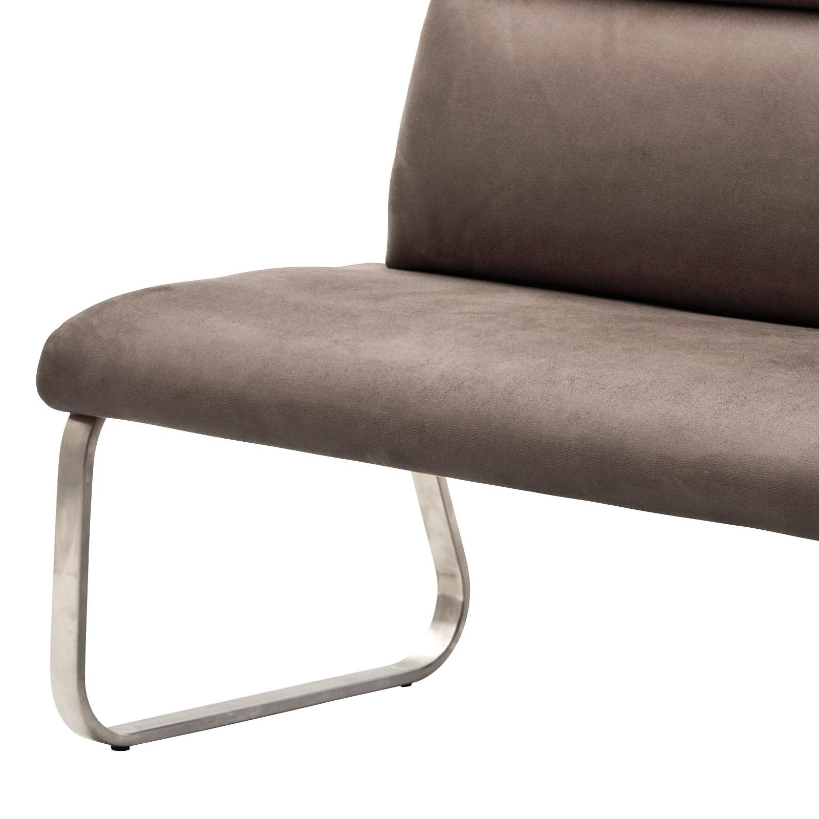 Sitzbank mit Lehne Braun Rabea B: 180 cm - Edelstahlfarben/Braun, Design, Textil/Metall (180/98/70cm) - Livetastic