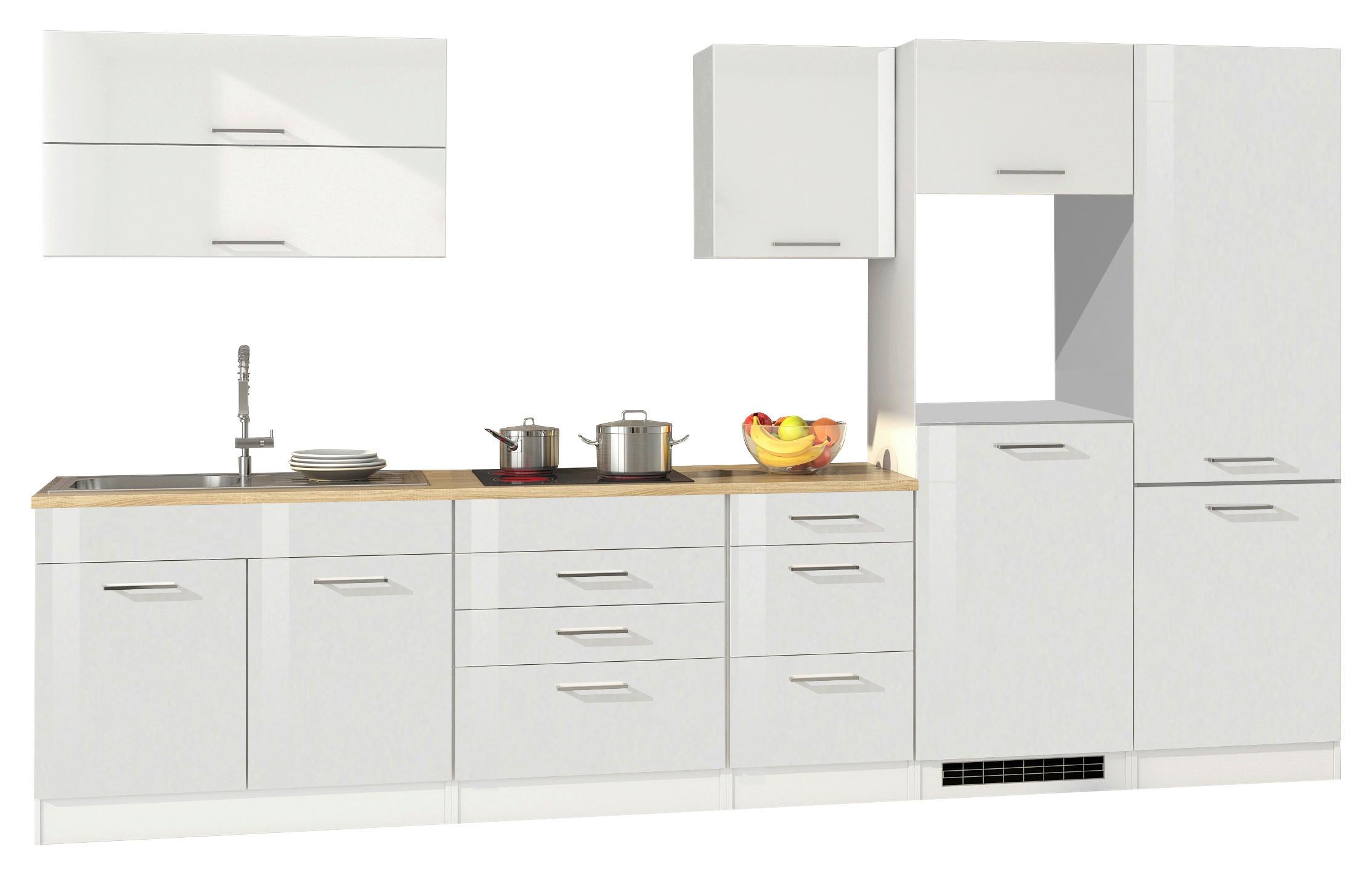 Küchenleerblock Mailand Weiß B: 350 cm - Weiß Hochglanz/Weiß, MODERN, Holzwerkstoff (350cm) - Held