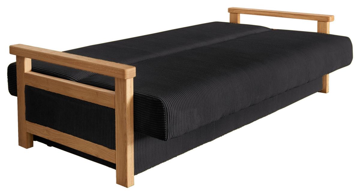 Schlafsofa Malaga Schwarz B: 220cm - Schwarz/Naturfarben, Design, Holz/Textil (220/90/90cm) - P & B