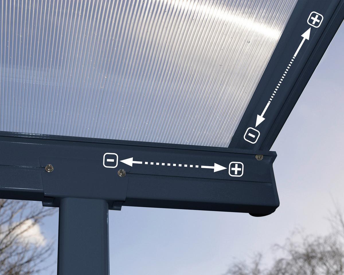 Terrassenüberdachung Palram Sierra 230x447 Cm Grau - Grau, Basics, Metall (447/257/230cm)