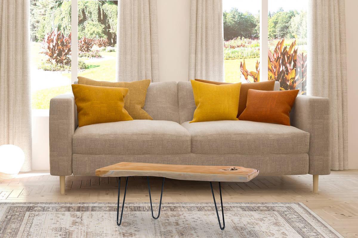 Beistelltisch mit Teakholz Platte Woodstock, Natur - Teakfarben, Natur, Holz/Metall (100/25-40/40cm) - Kayoom