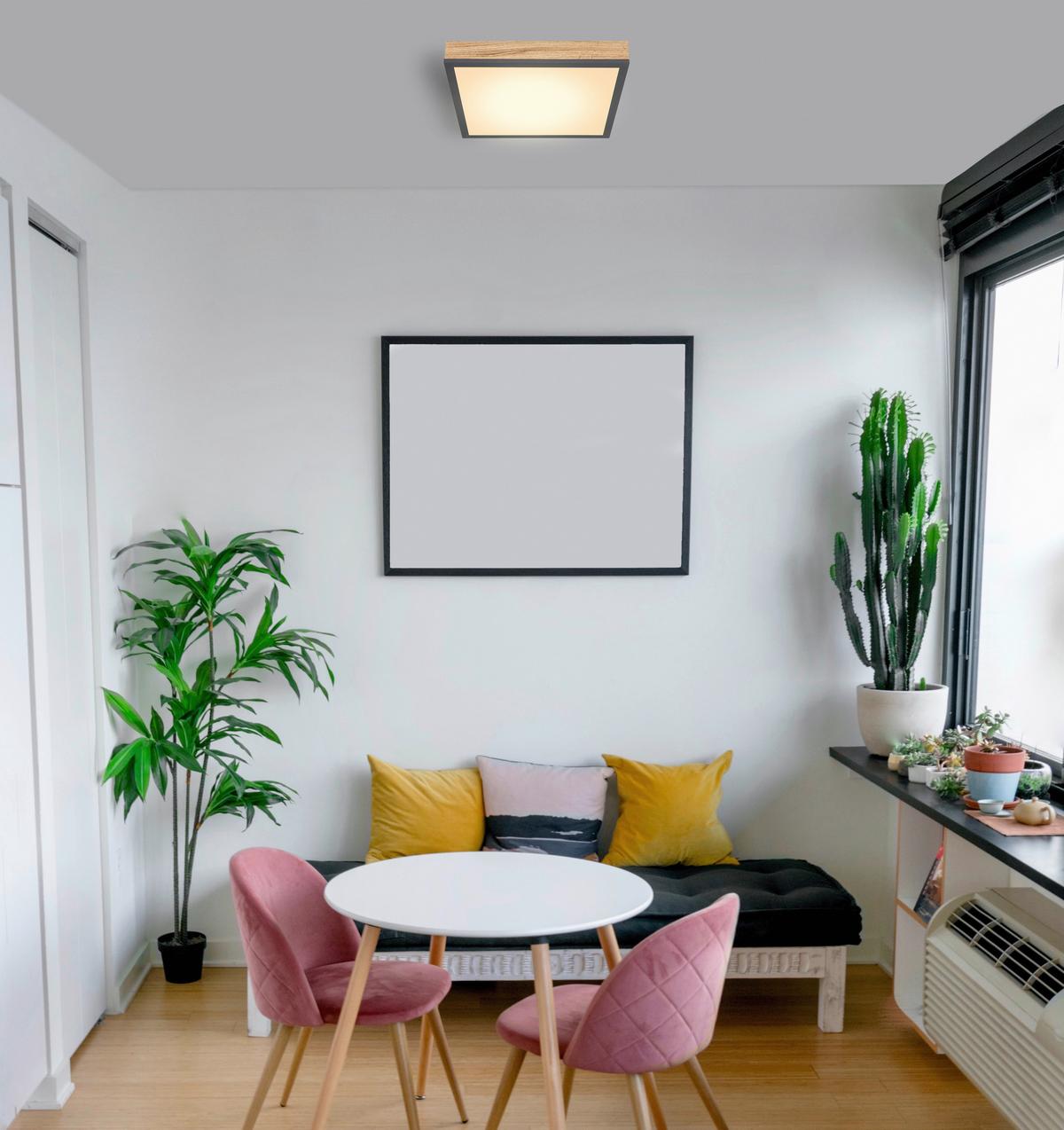 Led-deckenleuchte Doro L: 30 Cm - Opal/Graphitfarben, Basics, Kunststoff/Metall (30/30cm) - Globo