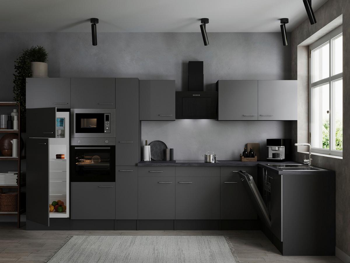 Eckküche Oliver Grau S: 370x172 Cm - Grau, Design, Holzwerkstoff (370/172cm) - Respekta