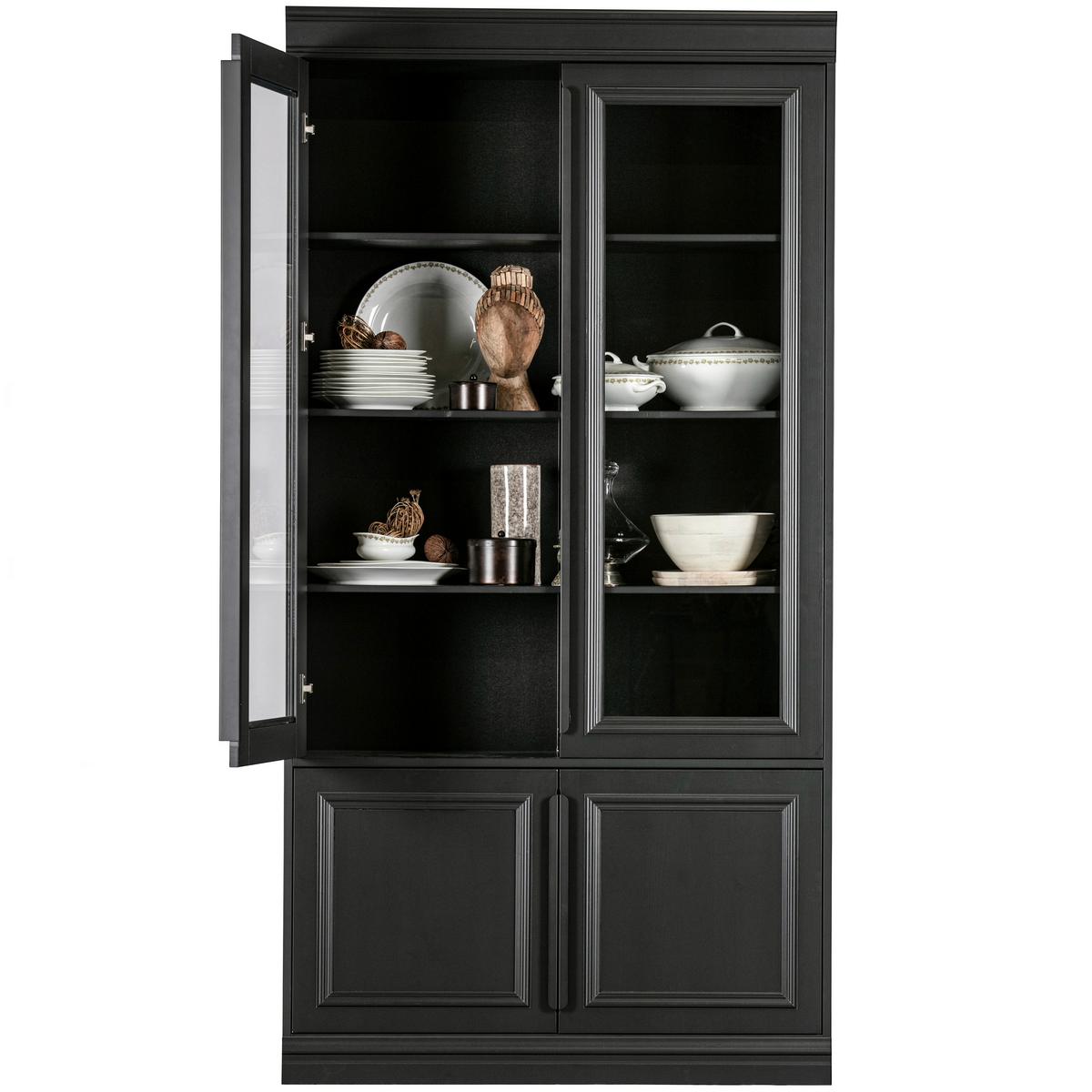 Vitrine Organize Schwarz B: 110 Cm - Schwarz, Design, Glas/Holz (110/215/44cm) - Livetastic