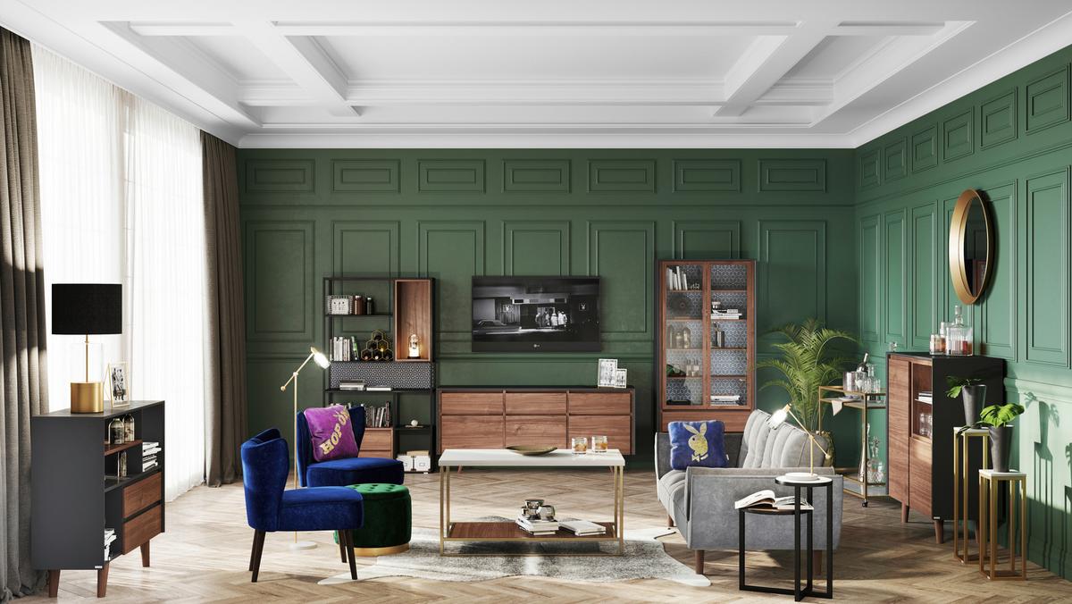 2-Sitzer-Sofa mit Schlaffunkt. Scarlett Anthrazit Samt - Anthrazit, KONVENTIONELL, Textil (215/81,5/84,5cm) - Playboy