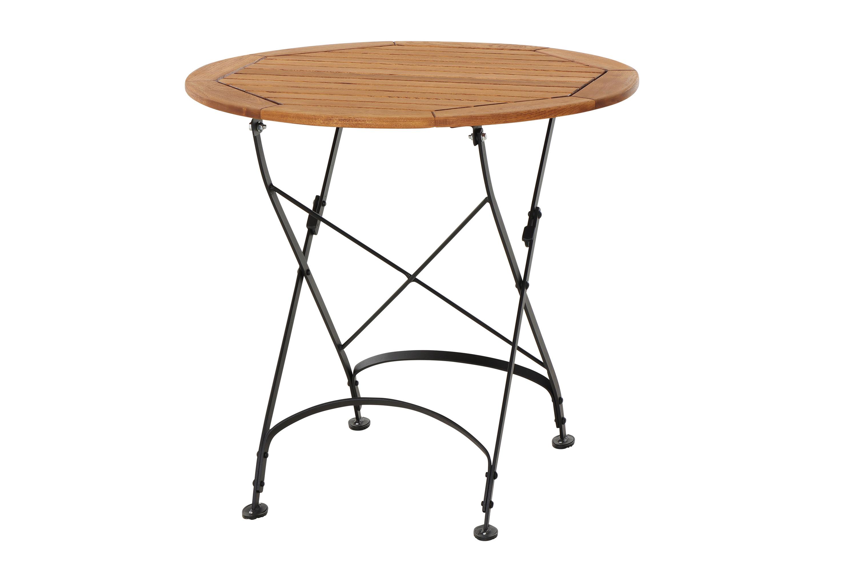 Gartentisch Klappbar Robinienholz/Metall ⌀ 85 cm - Robinienfarben/Schwarz, KONVENTIONELL, Holz/Metall (85cm) - Siena Garden