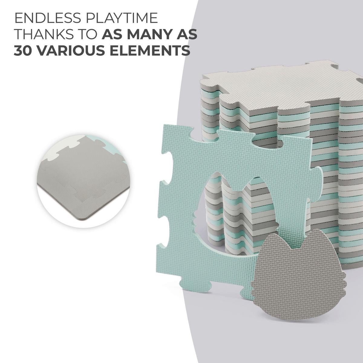 Bodenpzuzzle Luno Shapes Mint, B/H/T: 165x1,2x185cm - Weiß/Grau, Basics (165/1.2/185cm) - Kinderkraft