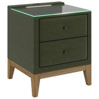 Nachtkästchen Smile inkl. Beleuchtung, B: 49cm - Grün, KONVENTIONELL, Glas/Holz (49/58,5/46cm) - James Wood