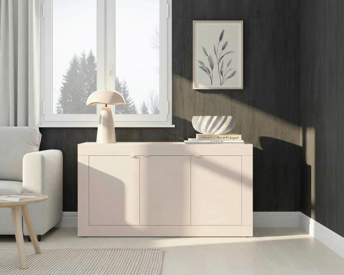 Sideboard Basic Kaschmir B: 160 Cm - Kaschmir/Schwarz, Design, Holzwerkstoff (160/86/43cm) - MID.YOU