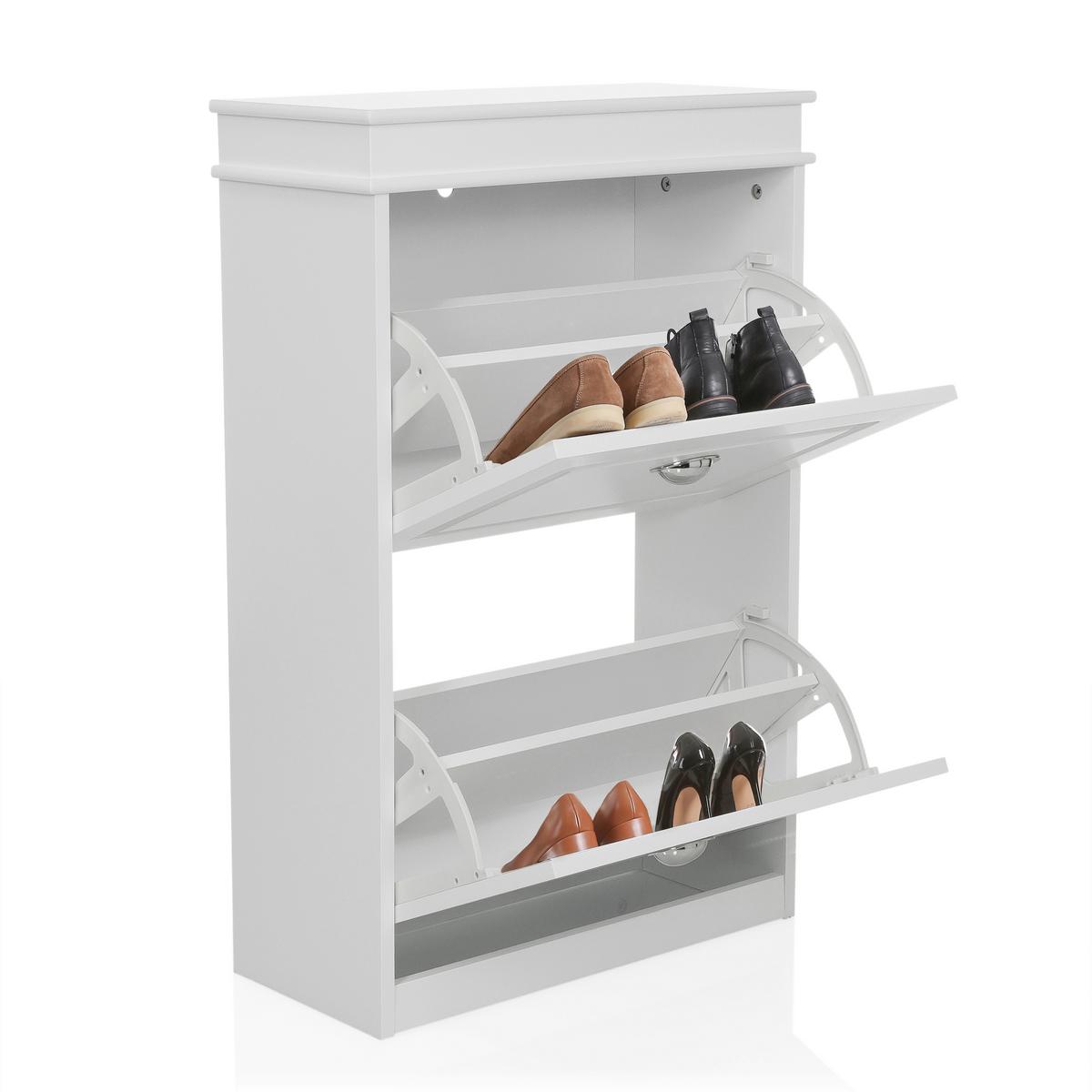 Schuhschrank Estha Weiß B: 53cm - Weiß, MODERN, Holzwerkstoff (53/82/24cm) - MID.YOU