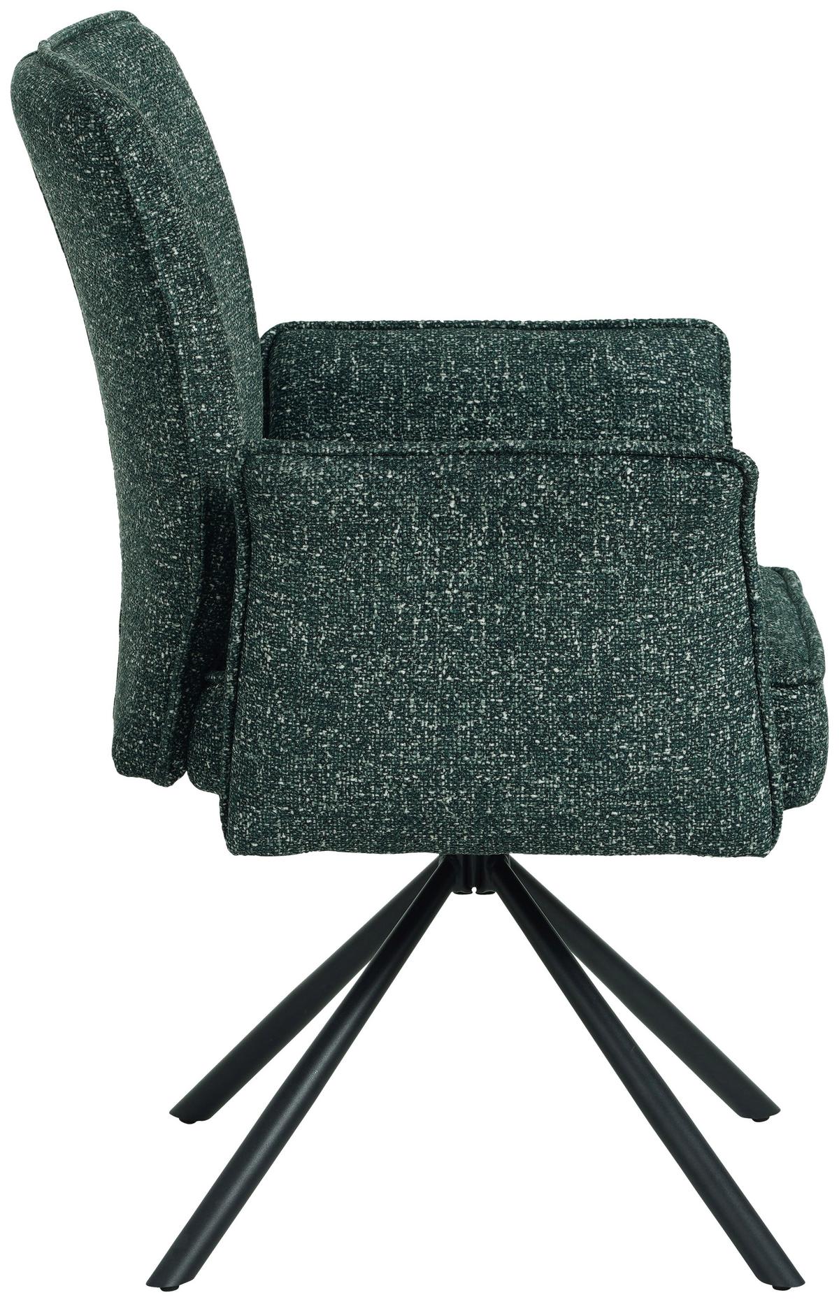 Vierfußstuhl Ellen II Webstoff Grün, B: 49 cm - Schwarz/Grün, MODERN, Textil/Metall (49/90/60cm)