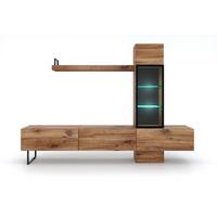 Obývací stěna MESSINA - barvy dubu/černá, Design, kov/kompozitní dřevo (240/170/45cm) - MID.YOU