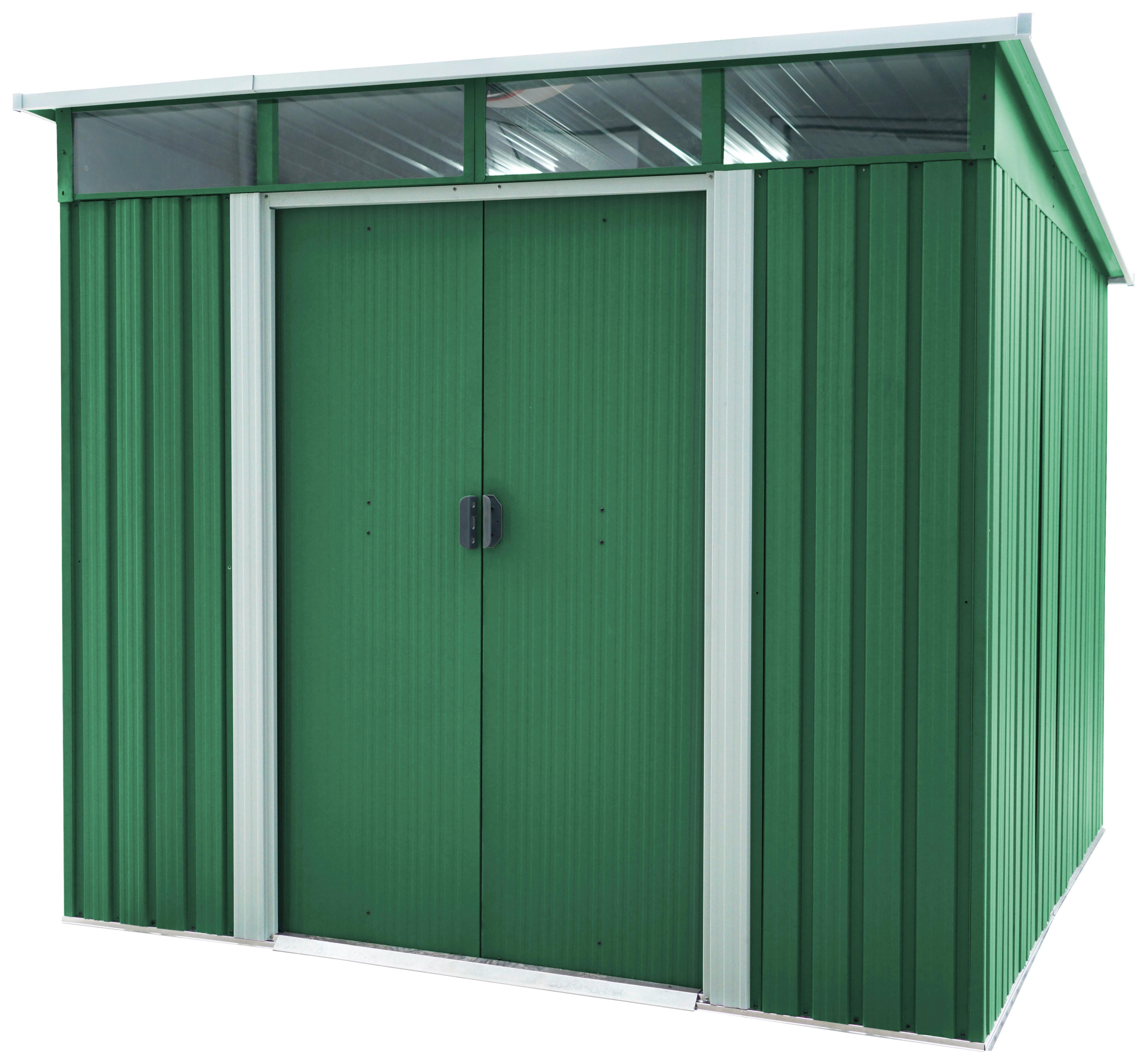 Gerätehaus ohne Boden 238x203x278 - Weiß/Grün, Basics, Metall (238/203/278cm)