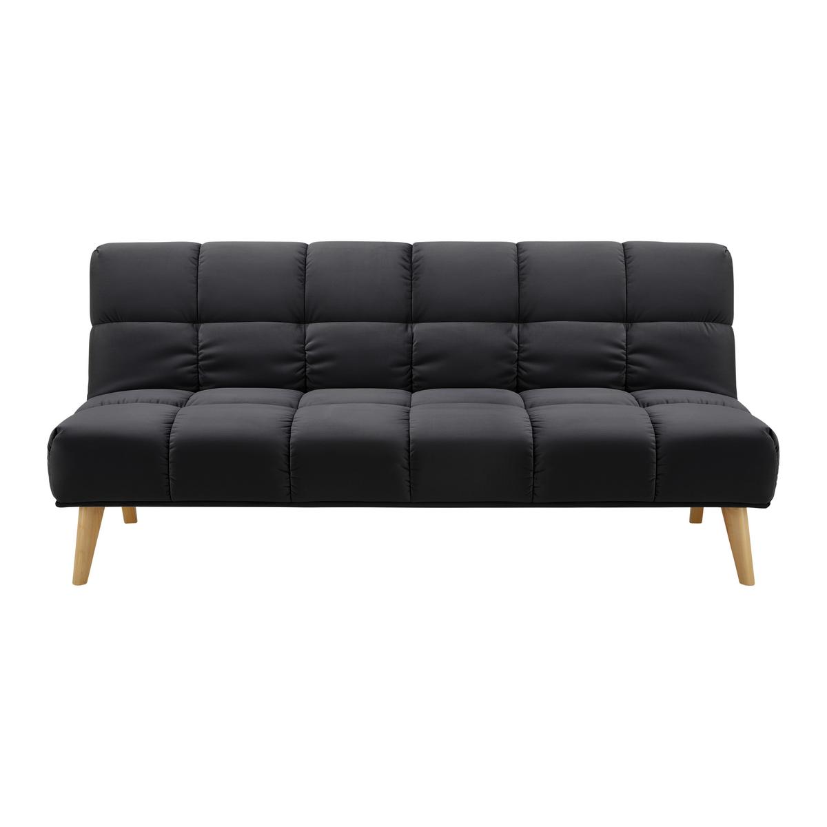 Rozkládací pohovka ALVA, černá - černá/přírodní barvy, Moderní, dřevo/textil (185/80/88cm) - Bessagi Home