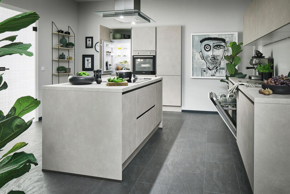 Einbauküchen Pn 100 Frei Planbar Modernes Design - Hellgrau, Holzwerkstoff - Pino