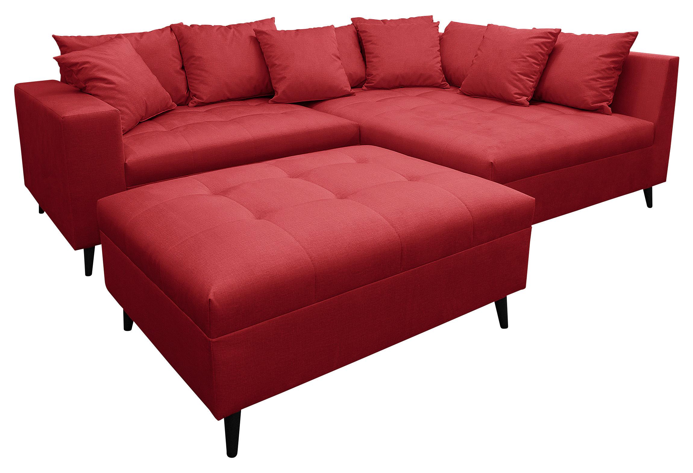 Ecksofa Pruno, Rot S: 247x174 Cm - Rot/Schwarz, Design, Textil (247/174cm) - MID.YOU