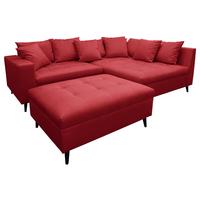 Ecksofa Pruno, Rot S: 247x174 Cm - Rot/Schwarz, Design, Textil (247/174cm) - MID.YOU