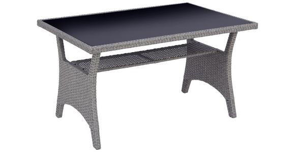 Loungegarnitur 6-Tlg Athena in Rattan-Optik mit Kissen - Schwarz/Grau, MODERN, Glas/Kunststoff - Beldano