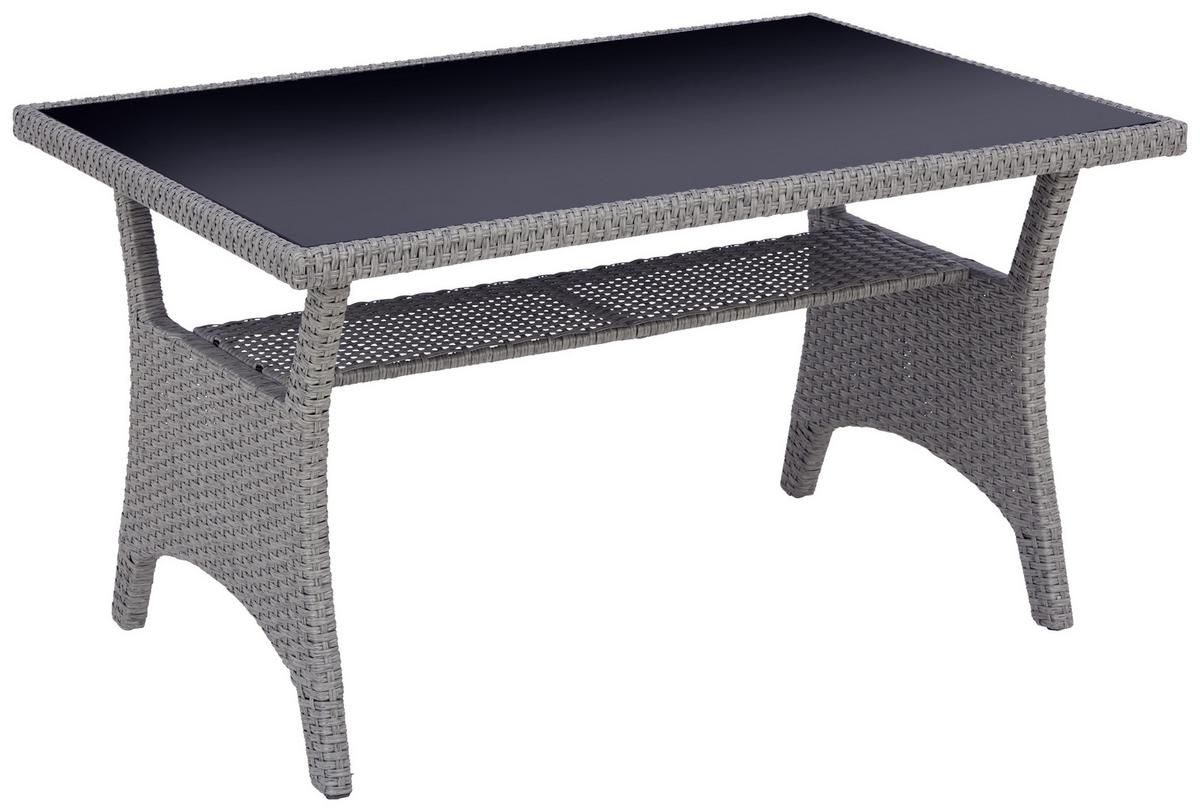 Loungegarnitur 6-tlg Athena In Rattan-Optik Mit Kissen - Schwarz/Grau, MODERN, Glas/Kunststoff - Beldano