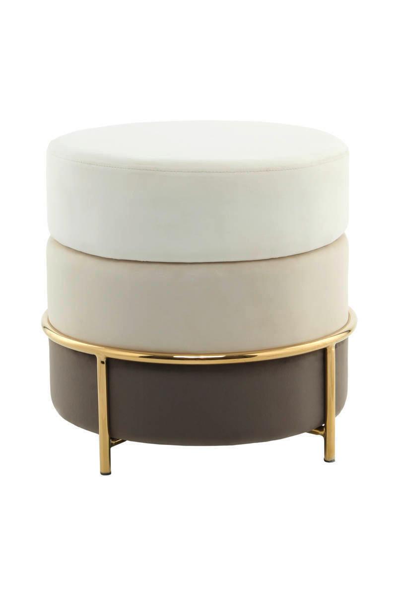 Hocker Pouf Samt Creme H: 46 cm Rund
