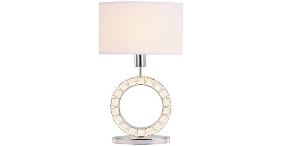 LED-Tischlampe Charlotte Weiß mit Schalter - Chromfarben/Weiß, Basics, Textil/Metall (30/15/48cm) - Luca Bessoni