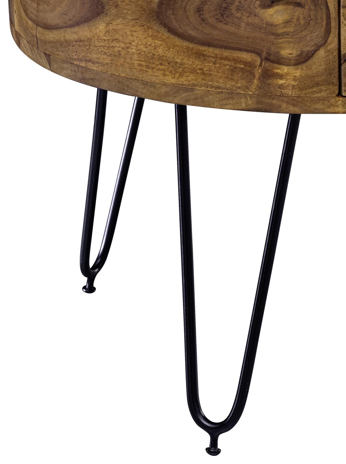 Konferenční stůl Sheesham - černá/barvy sheesham, Moderní, kov/dřevo (60/60/44,5cm) - MID.YOU