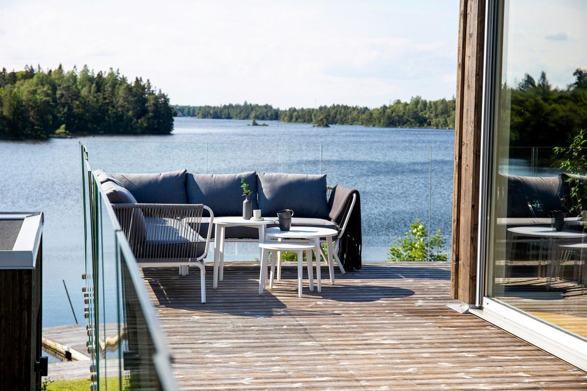 Loungegarnitur 4-tlg Roxo Metall/textil Mit Kissen - Weiß/Grau, KONVENTIONELL, Textil/Metall - Gardenson