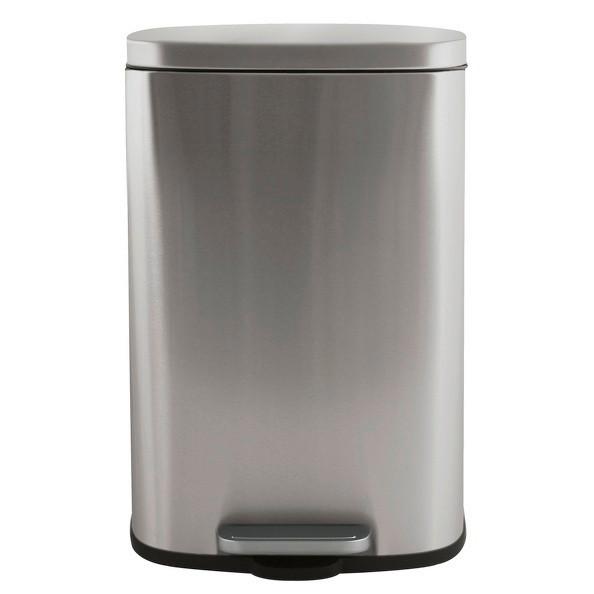 Treteimer Akira 30l Silberfarben Metall LxBxH: 34,3x23,5x62,9 cm - Silberfarben/Schwarz, Basics, Kunststoff/Metall (34,3/23,5/62,9cm) - Spirella