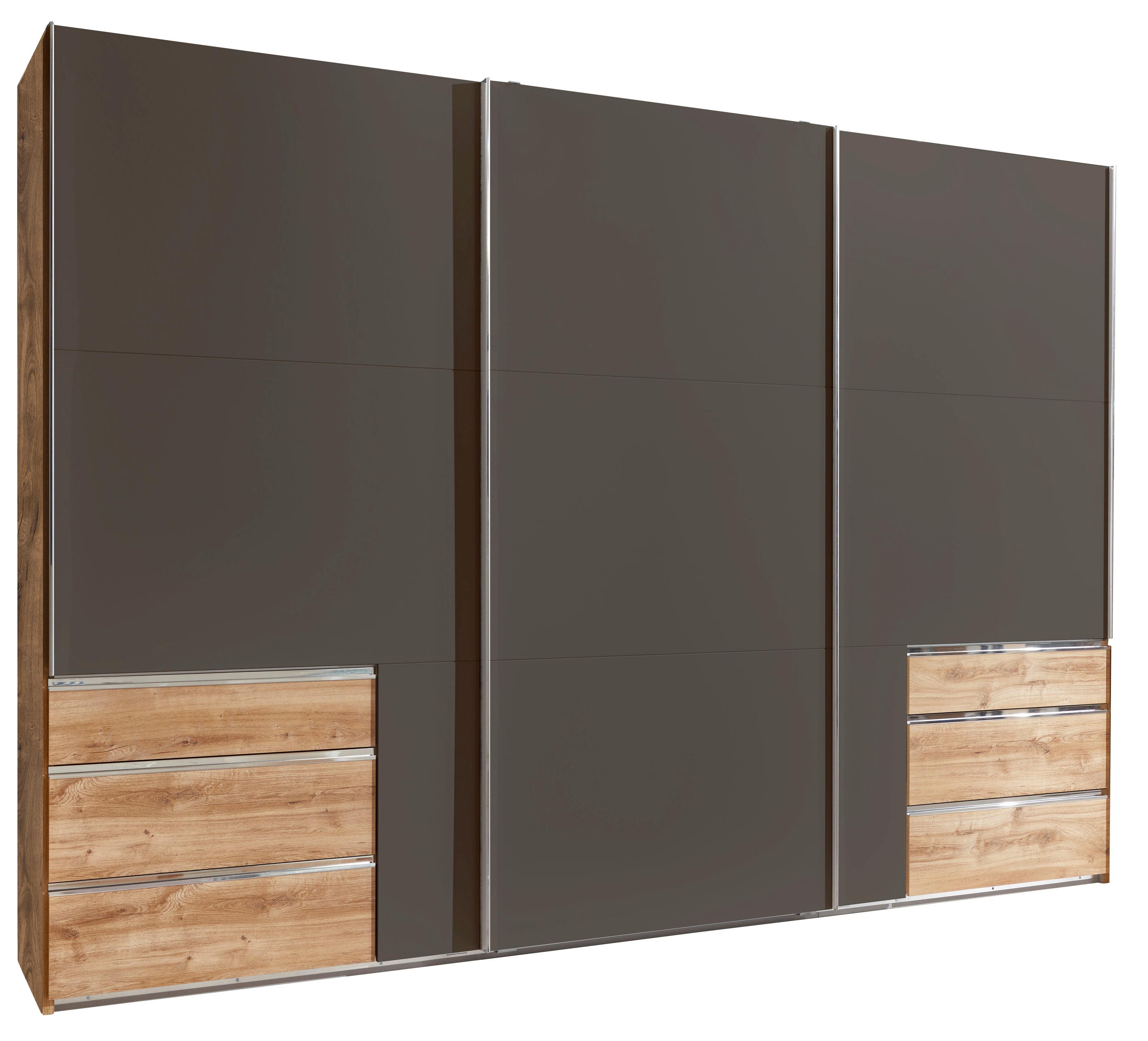 Schwebetürenschrank mit Laden 300cm Level 36a, Graphit/Eiche