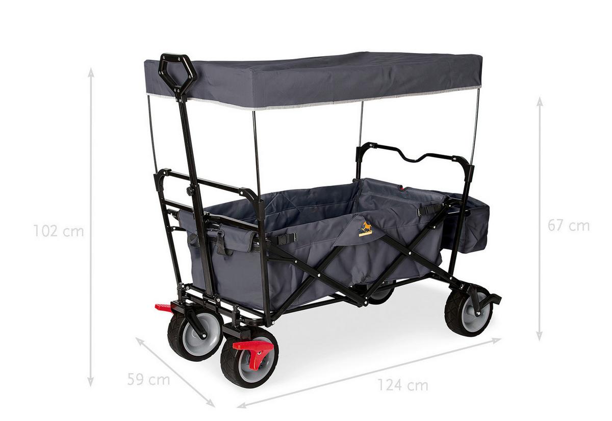 Bollerwagen Klappbollerwagen Paxi Dlx - Anthrazit, Basics, Textil/Metall (124/59/67cm) - Pinolino