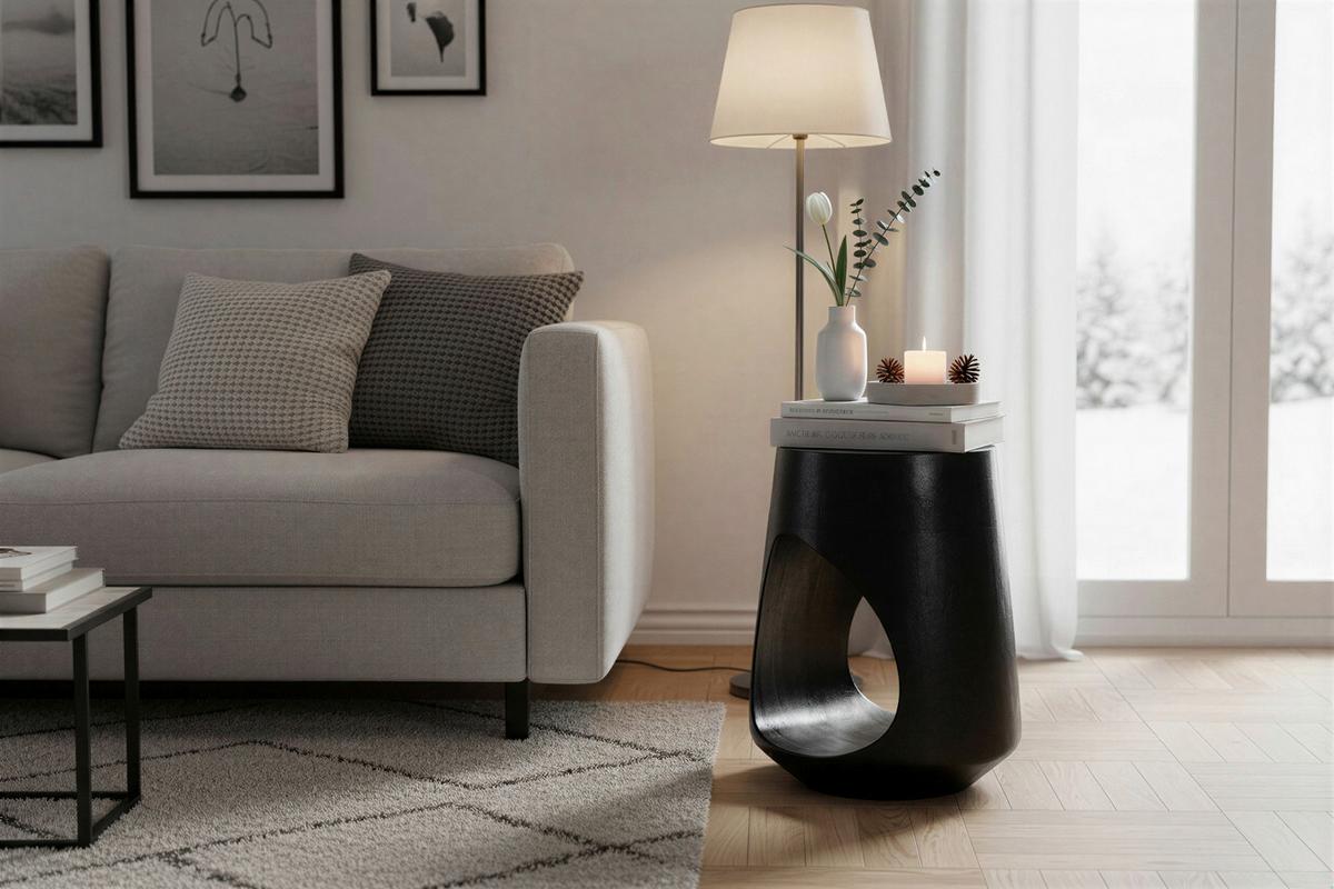 BEISTELLTISCH Schwarz B: 32 cm - Schwarz, Design, Holz (32/32/46cm) - MID.YOU
