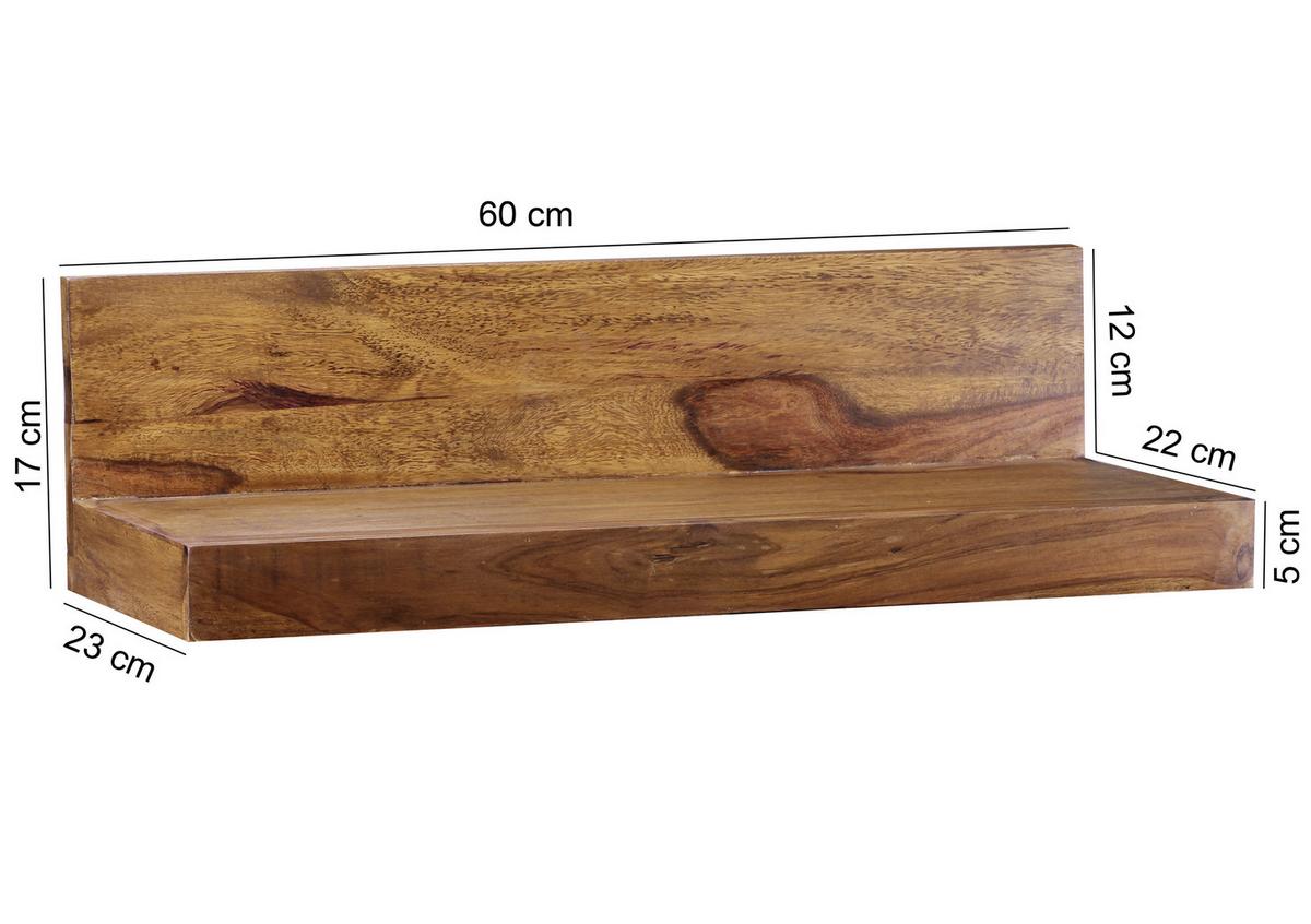 Wandregal Mumbai B: ca. 60 cm Sheesham - Sheeshamfarben, MODERN, Holz (60/17/24cm) - MID.YOU