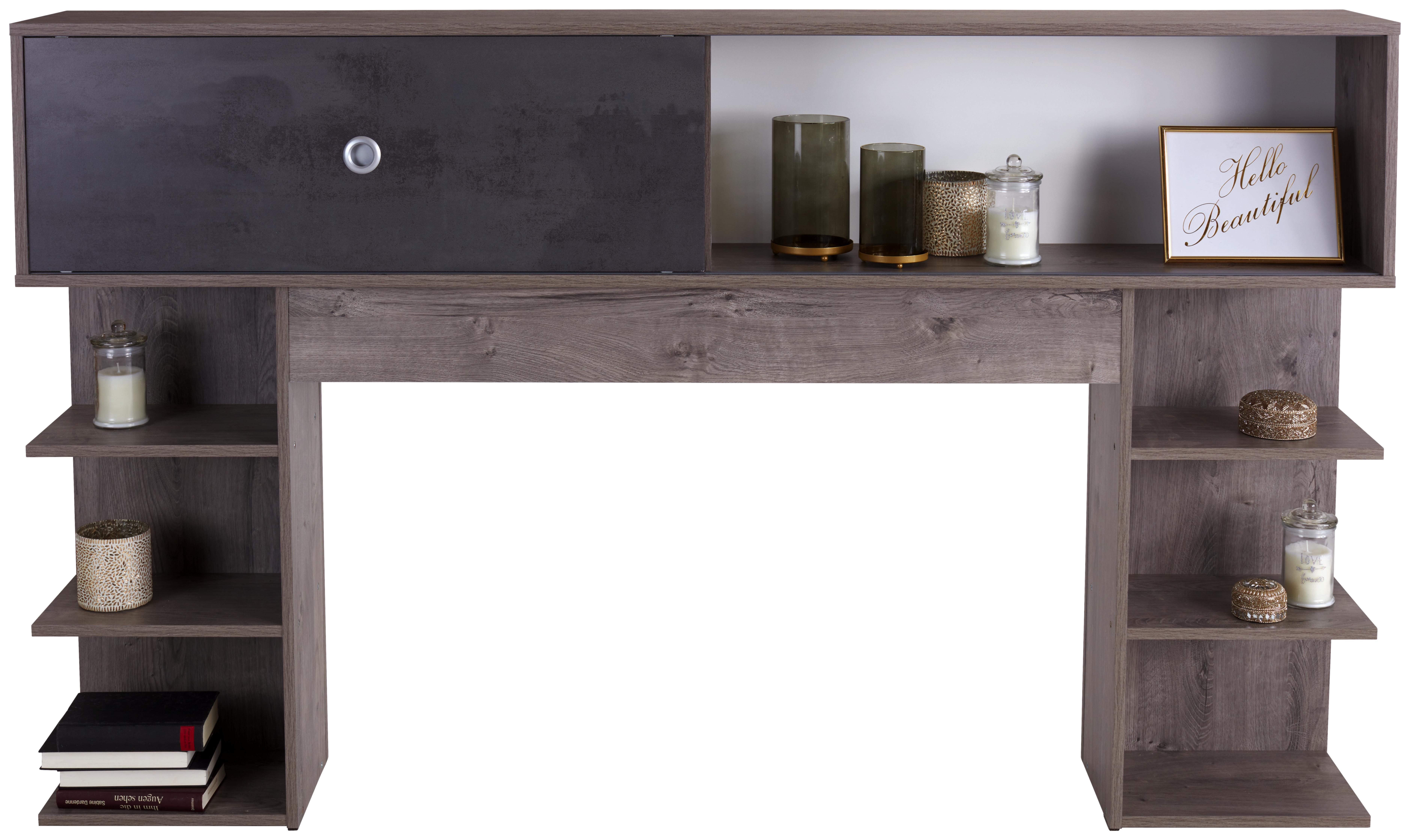 Bettüberbau Azurro 180 - Eichefarben/Hellgrau, KONVENTIONELL, Holzwerkstoff (185/111/27cm)