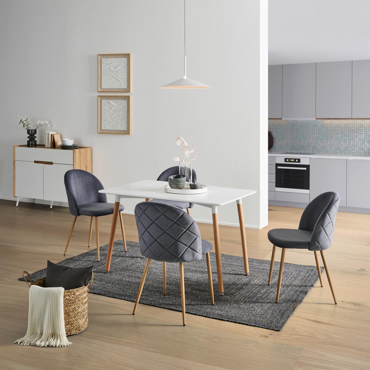 Tischgruppe Ilana - Buchefarben/Weiß, LIFESTYLE, Holz/Holzwerkstoff (120/51/75/83/80/57cm) - Livetastic