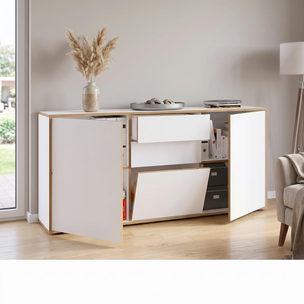 Komoda Salia, š: 160 cm - čierna/biela, Design, kompozitné drevo/plast (160/74/33cm) - MID.YOU